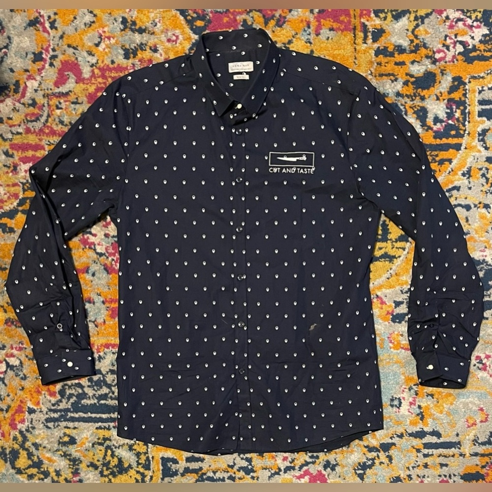 Zara Man Button Up Skulls/Knife Silm Fit XL